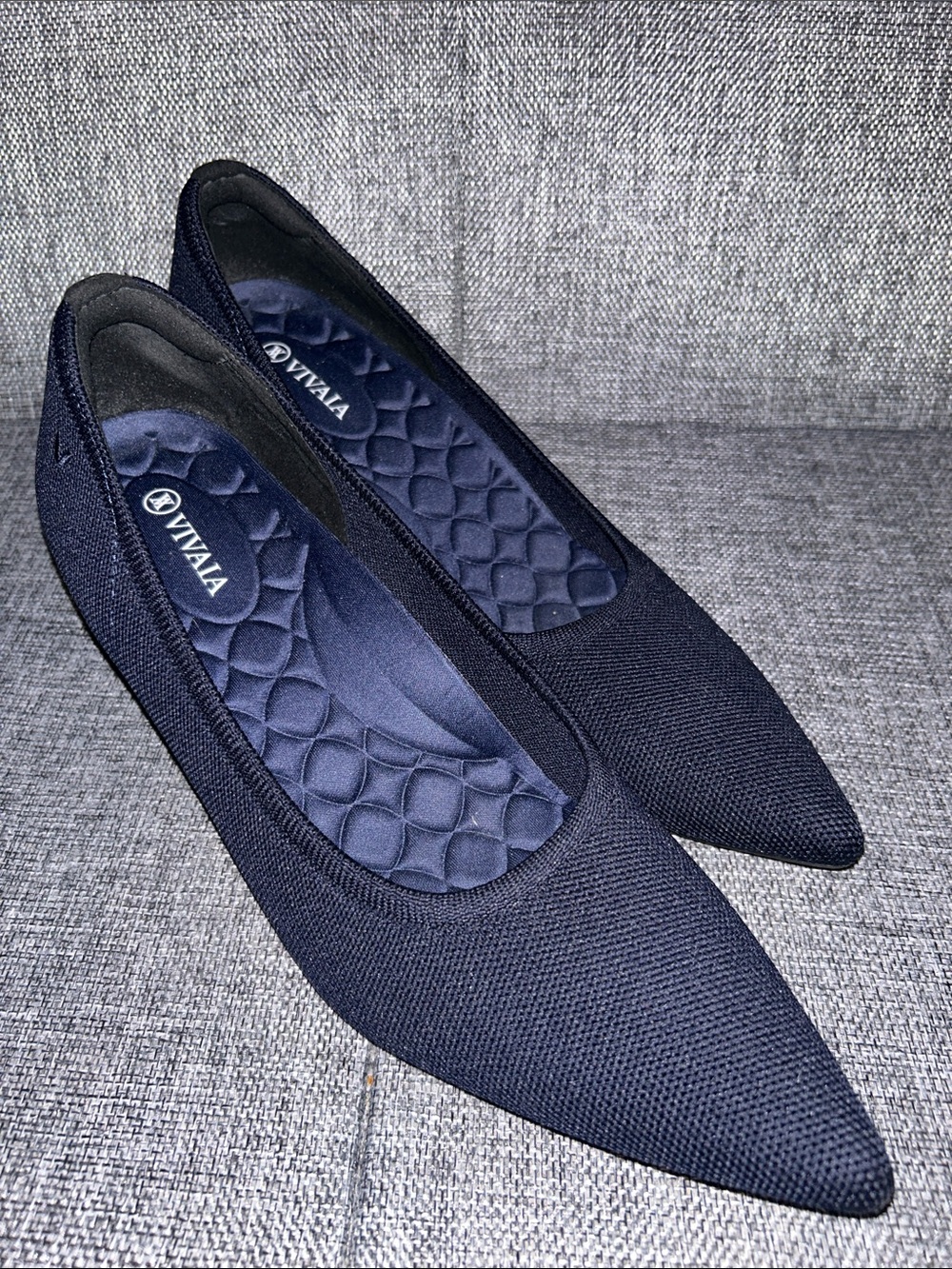NEW - VIVAIA Women's Navy Pointed-Toe Stress Free Wedge Heel